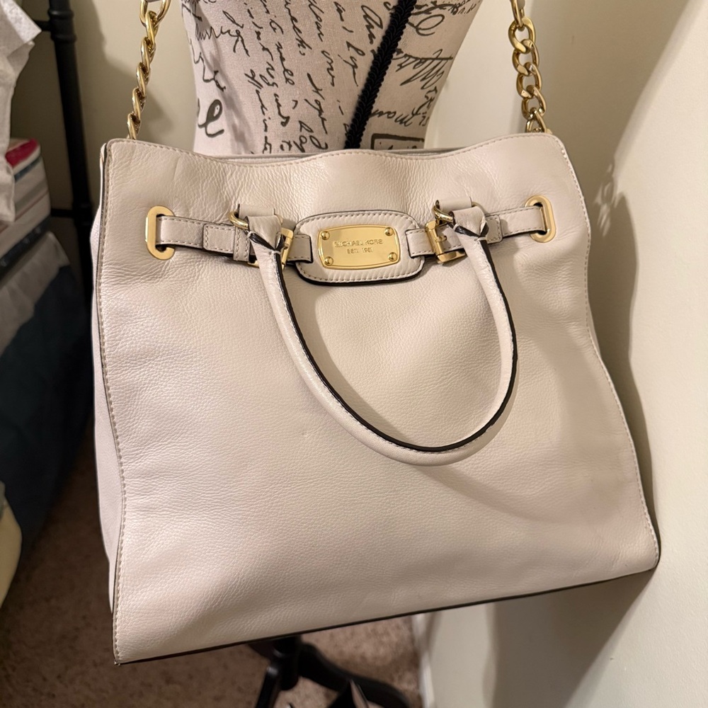 Vintage Michael Kors Hamilton Cream Leather Handbag - Picture 10 of 15
